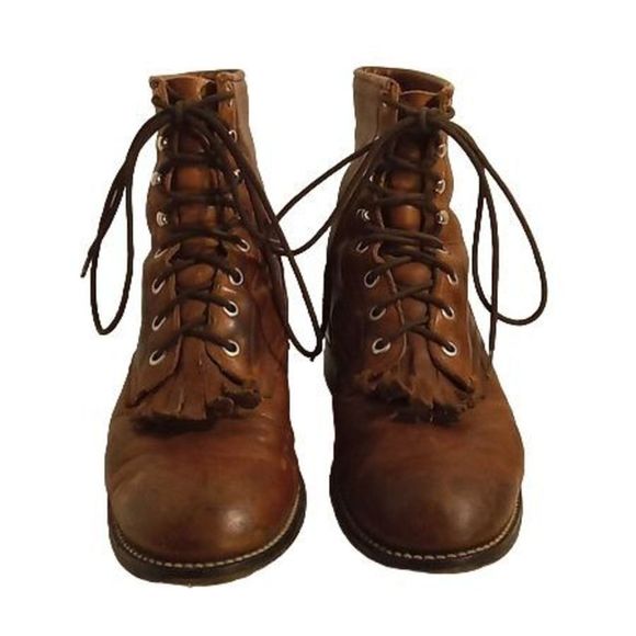 Justin‎ Western Lace Up Roper Boots Size 5.5 - Picture 3 of 8